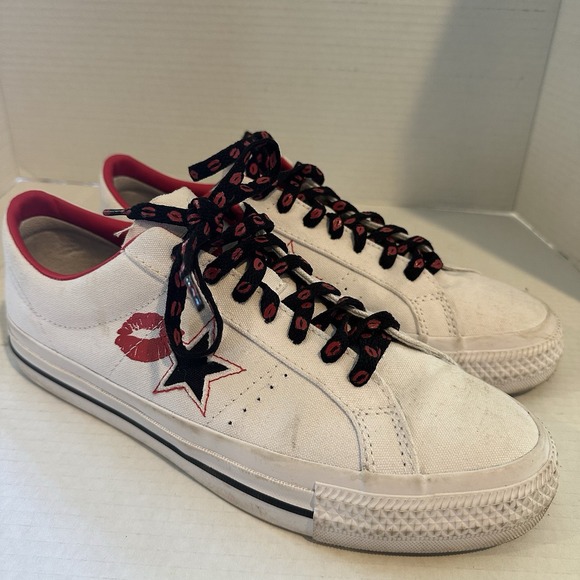 Converse One Star Pro Ox Low Top Lips White/Black-Red Mens Size 9.5 A04606c - Picture 4 of 10